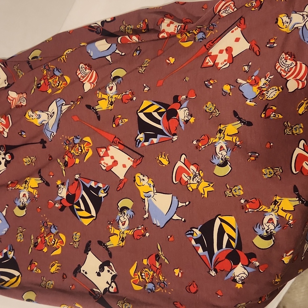 LuLaRoe Alice And Wonderland Multicolor Graphic Dress - Picture 3 of 6